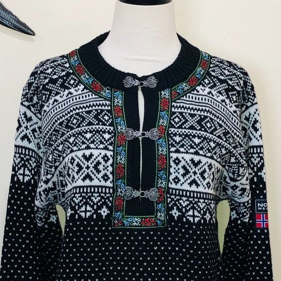 NORWear Wool Blend Icelandic Fair Isle Sweater  - Size S - Picture 2 of 11